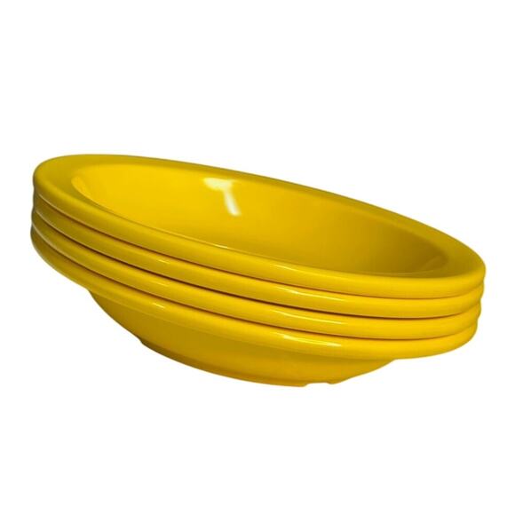 Dallas Ware Set of 4 Rimmed Bowls 7.5" Soup Cereal B-75 Yellow Melamine Vintage - Picture 1 of 6